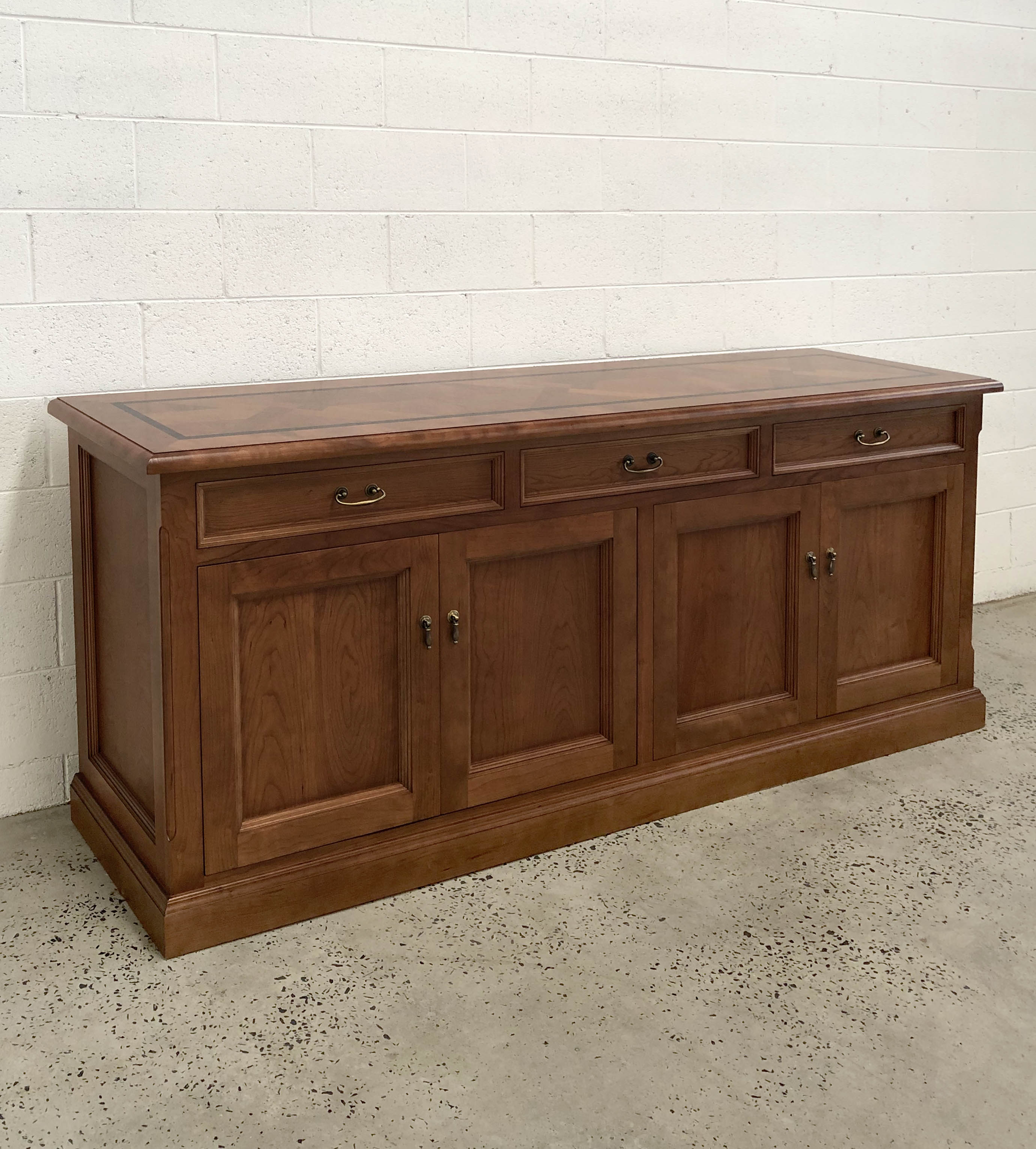 French provincial buffet with parquetry top in american cherry wood