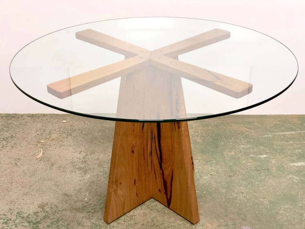 Custom round glass dining table