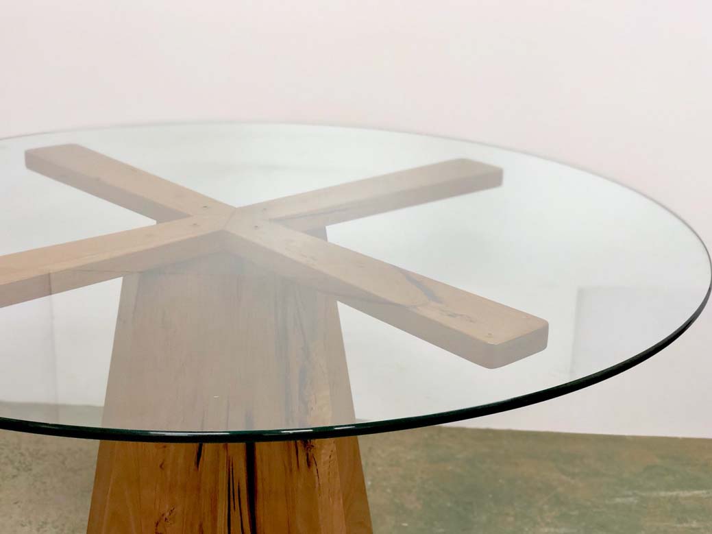 Custom round glass dining table